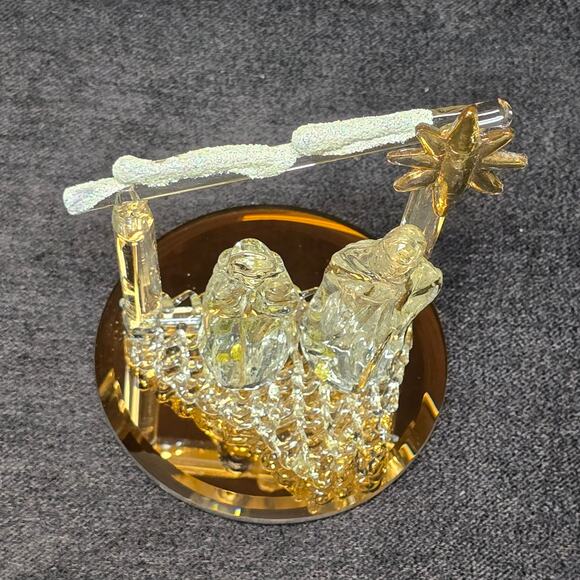 Holy Family Spun Glass Nativity Scene Figurines 24 Karat Gold Plated - Picture 6 of 11